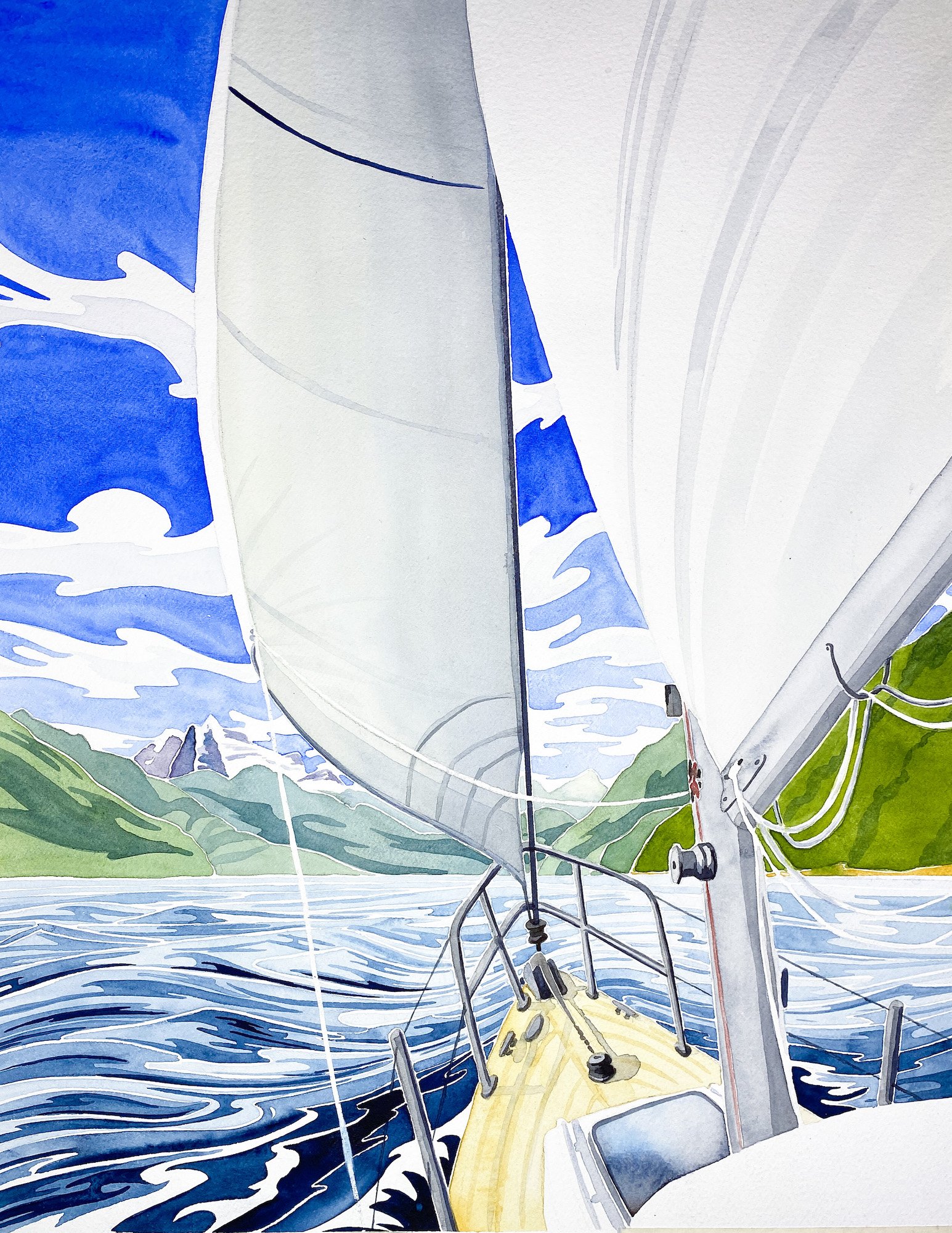 Sailing to the Snow 11" x 14"